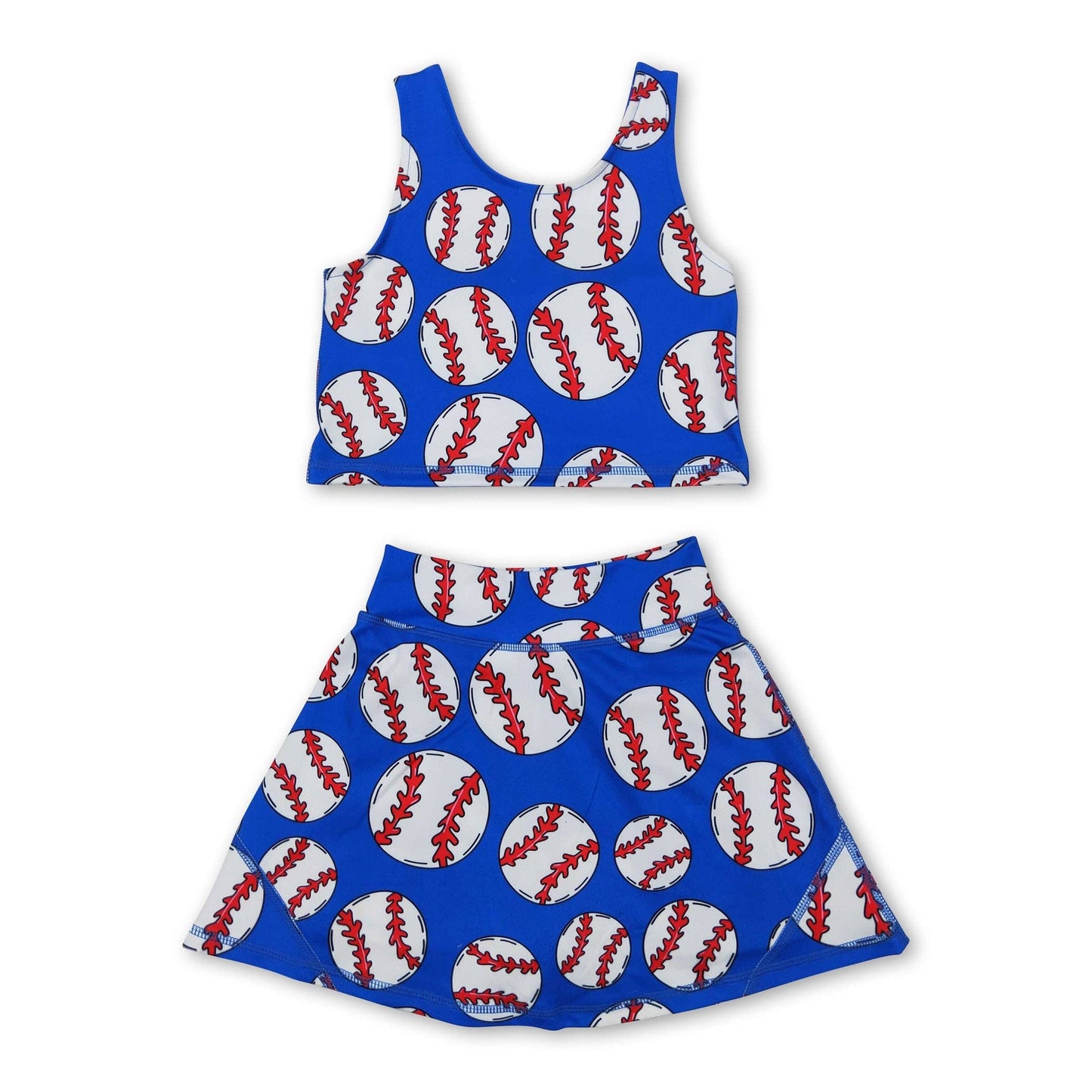 blue baseball girls clothing set