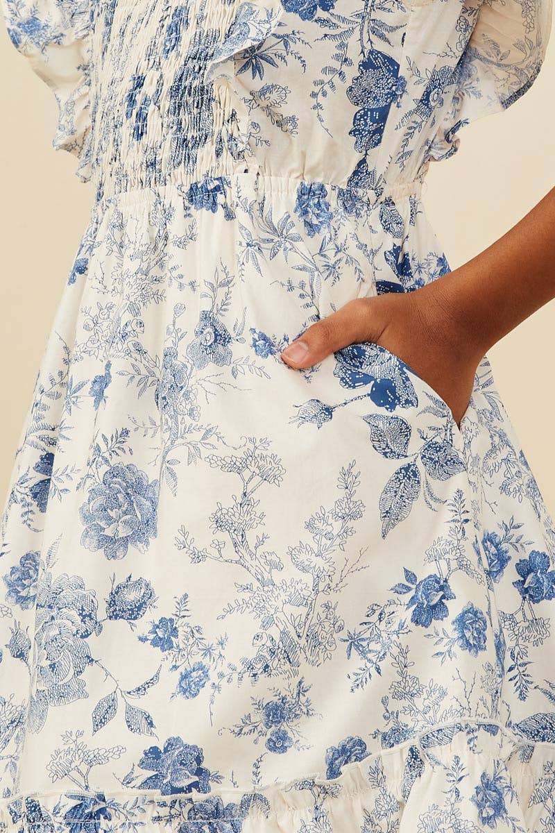 Girls Floral Ruffle Dress