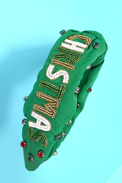 Merry Christmas Beaded Headband