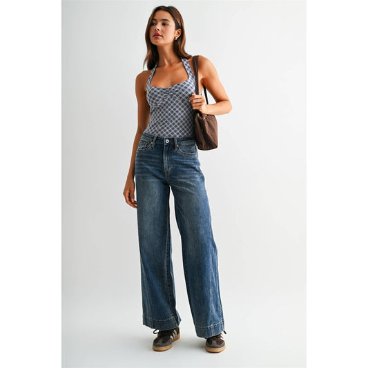HIGH-RISE WIDE PANEL JEANS