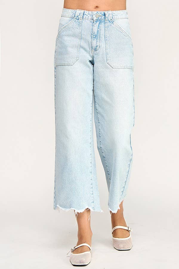 Petra High Ride Patch Pocket Wide Leg Jean