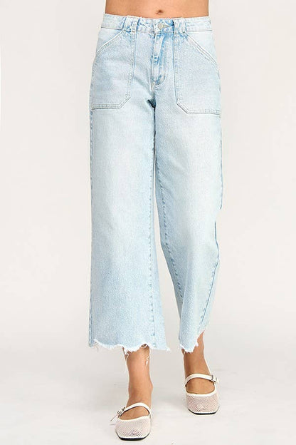 Petra High Ride Patch Pocket Wide Leg Jean
