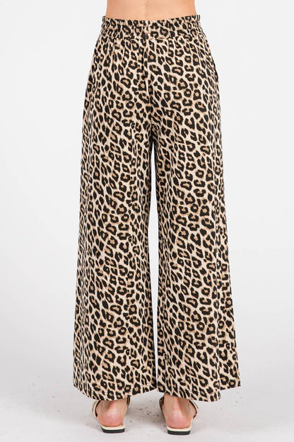 LEOPARD WIDE LEG PANTS