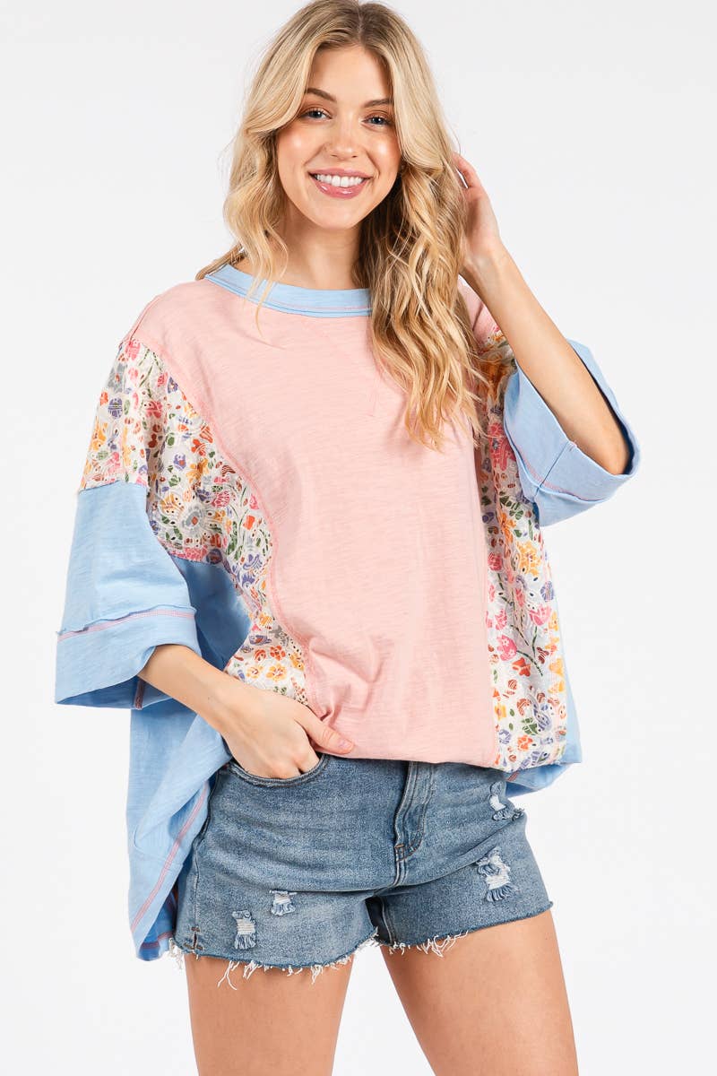 Oversized Floral Patchwork Tee