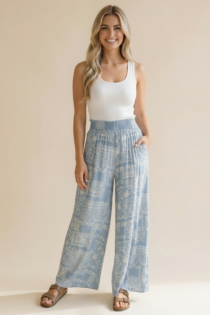 Plus Wide Leg Patchwork Pants