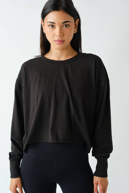 Crescent Pima Cotton Open Back Long Sleeve Tee
