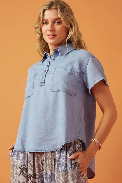 Tencel Pocketed Collared Shirt