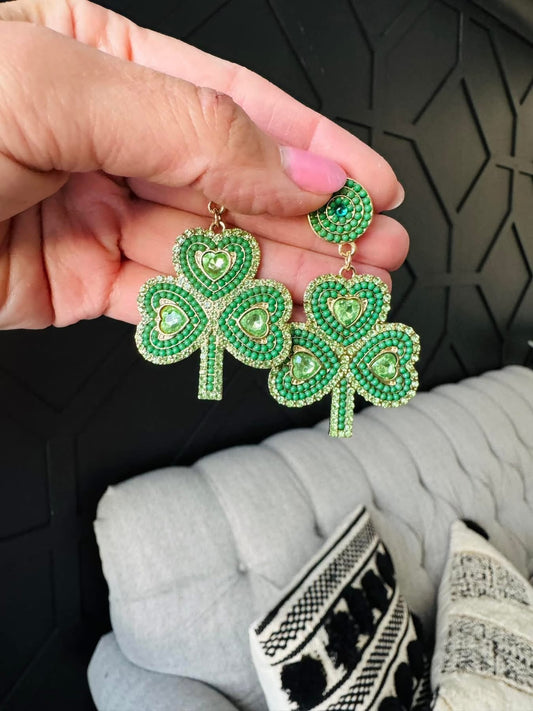 Beaded clover earrings