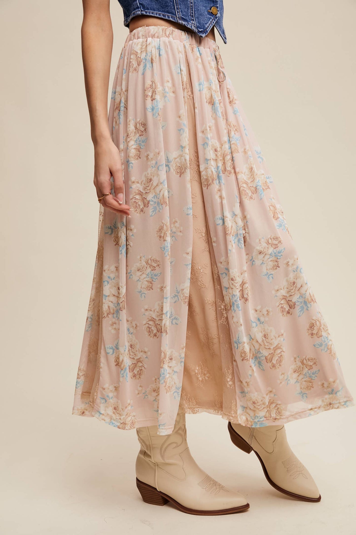 Floral Lace Midi Skirt