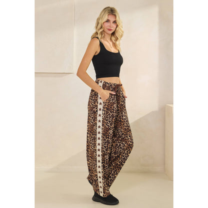 Leopard Star Striped Wide Pants