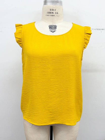 Plus Size-Ruffle Cap Sleeve Blouse