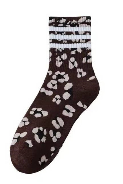 WOMAN ANIMAL LEOPARD HALF CREW THROWBACK SOCKS | 40S02071