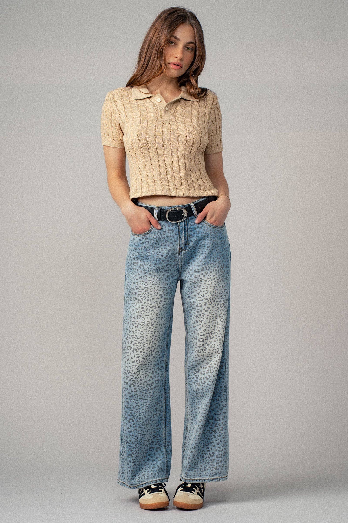 Leopard Wide-Leg Denim