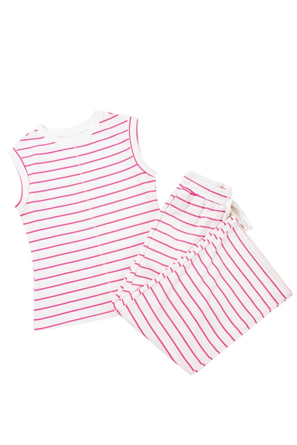 Striped Short Sleeve Pant Set