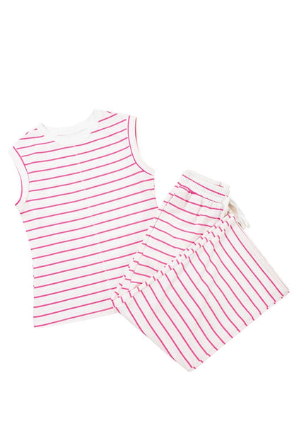 Striped Short Sleeve Pant Set