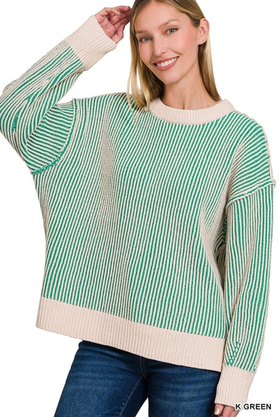 Two tone Ribbed Sweater