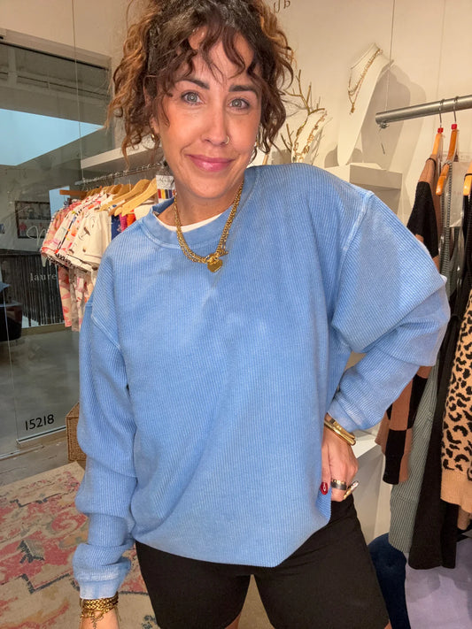Corded Crewneck - Marina