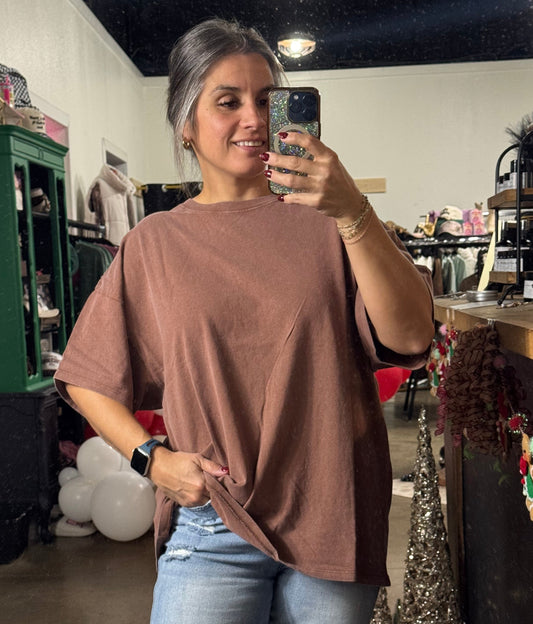 Oversized Boyfriend Tee - Mocha
