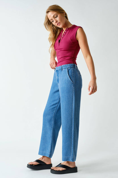 Essential Micro-Ribbed Henley Tank Top