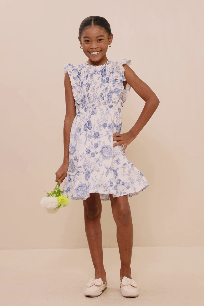 Girls Floral Ruffle Dress