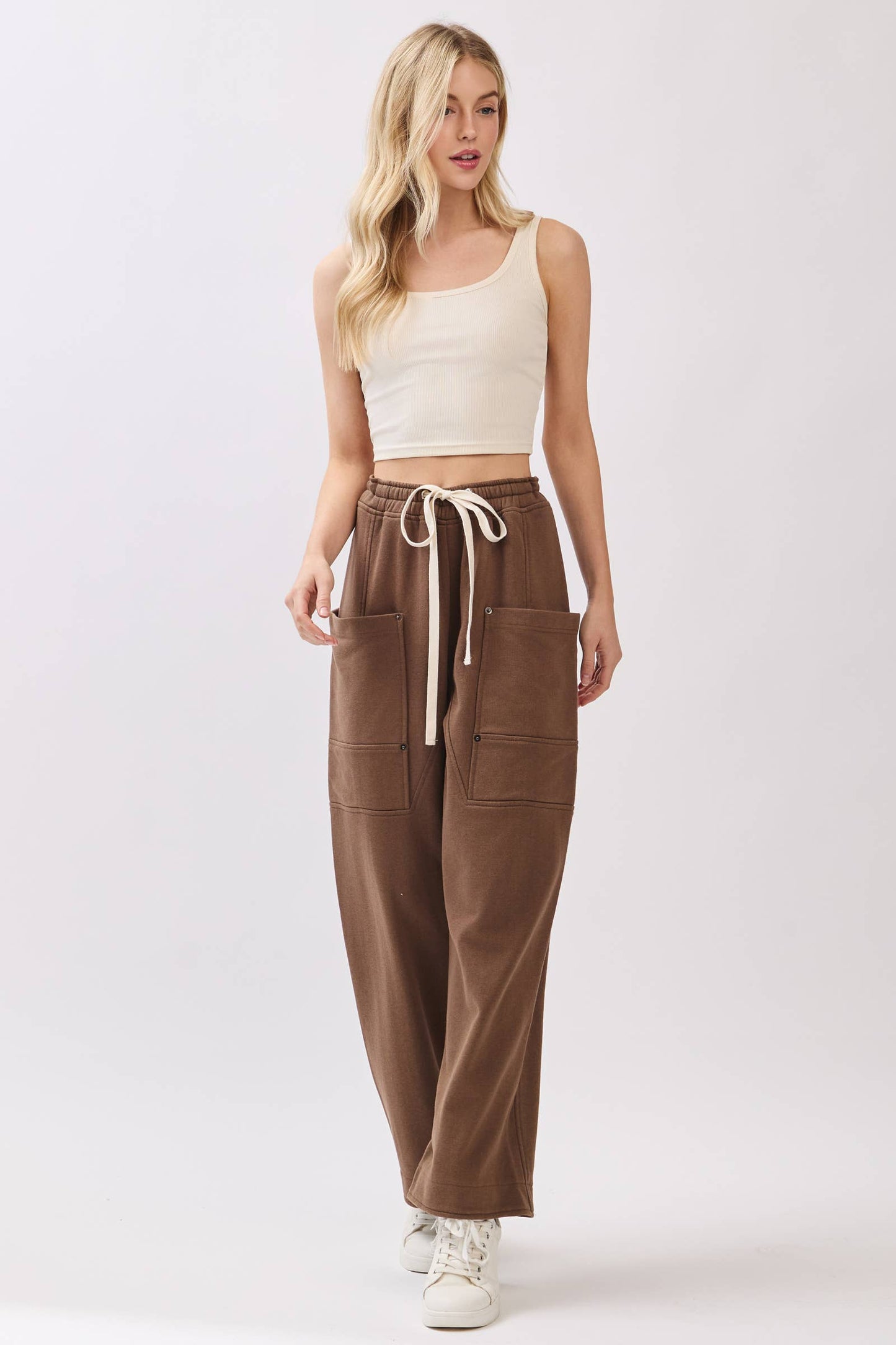 French Terry Wide-Leg Pants