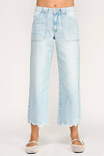 Petra High Ride Patch Pocket Wide Leg Jean