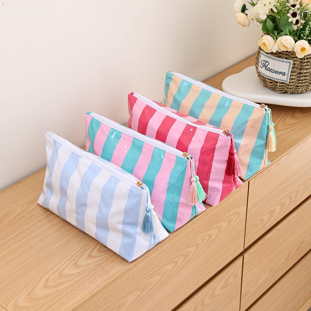 Waterproof Cosmetic Case PVC Make up Bag Fun Stripes