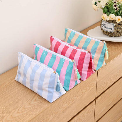 Waterproof Cosmetic Case PVC Make up Bag Fun Stripes