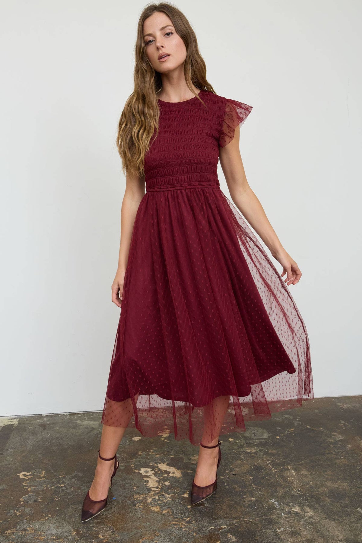 POLKA DOT SMOCK DRESS