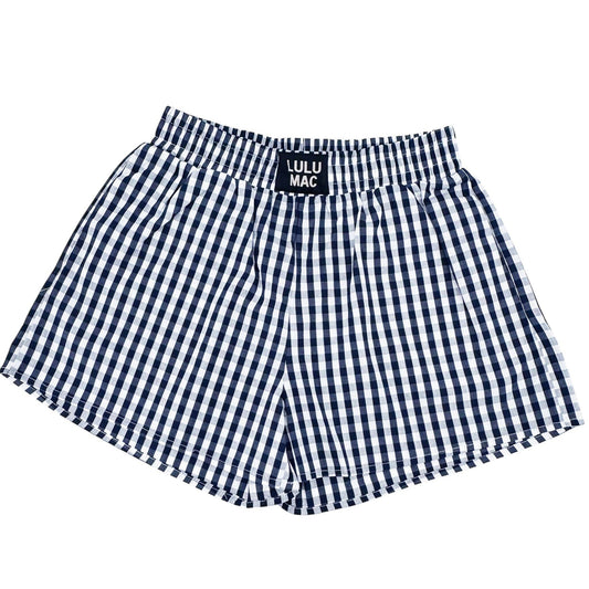 NAVY GINGHAM BOXER SHORT