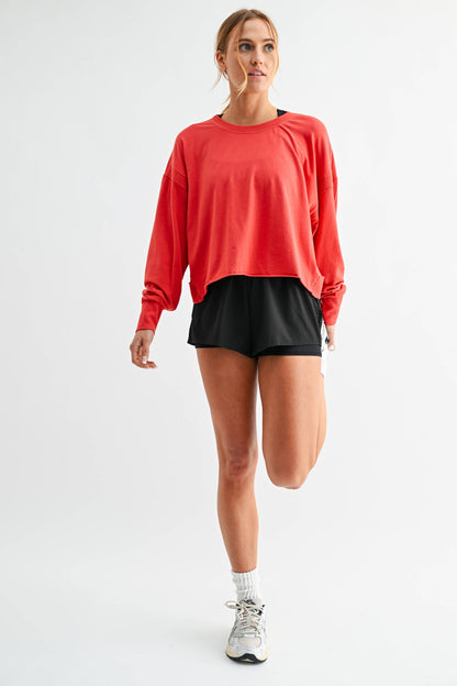 Crescent Pima Cotton Open Back Long Sleeve Tee