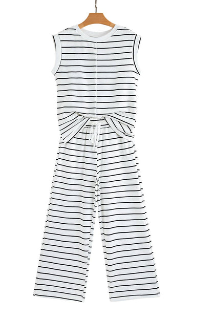 Striped Short Sleeve Pant Set