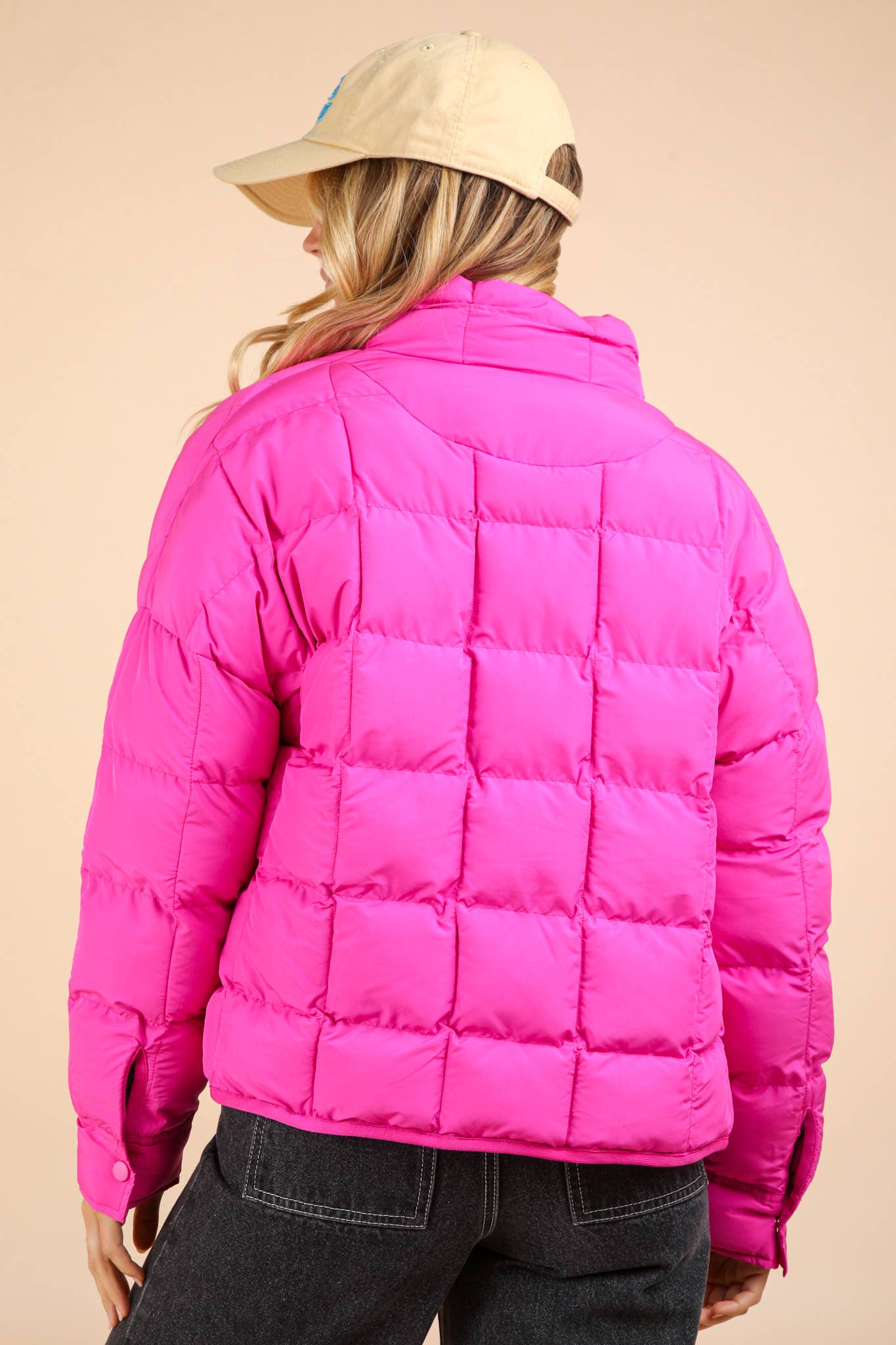 NJ90311-Solid Puffer Padded Warm Jacket