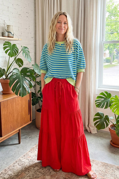 Tiered Wide Leg Palazzo Pants