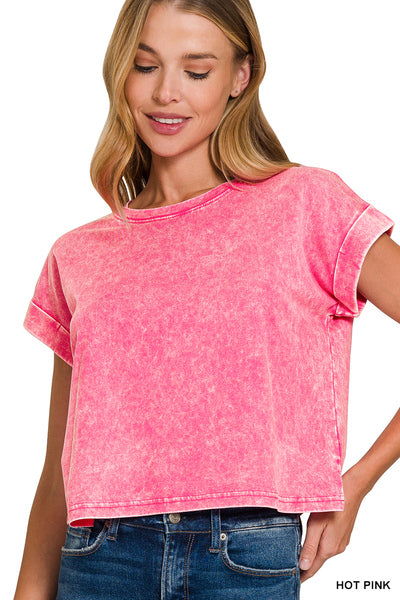 Zenana Mineral Wash Crop Tee