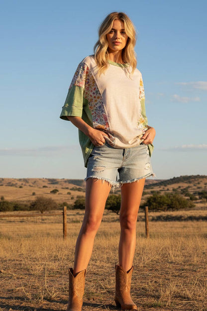 Oversized Floral Patchwork Tee