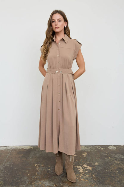 COLLAR BELTED SHIRT DRESS