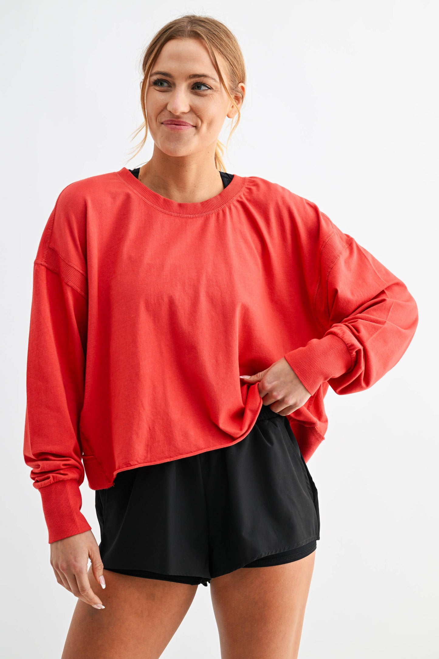 Crescent Pima Cotton Open Back Long Sleeve Tee