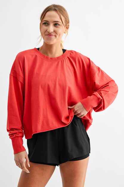 Crescent Pima Cotton Open Back Long Sleeve Tee