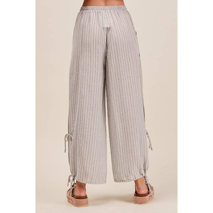LIGHTWEIGHT MULTI STRIPE JOGGER PANTS WITH SIDE SLITS WITH T