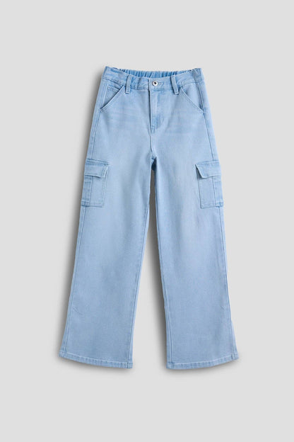Girls Wide Leg Skater Cargo Jeans