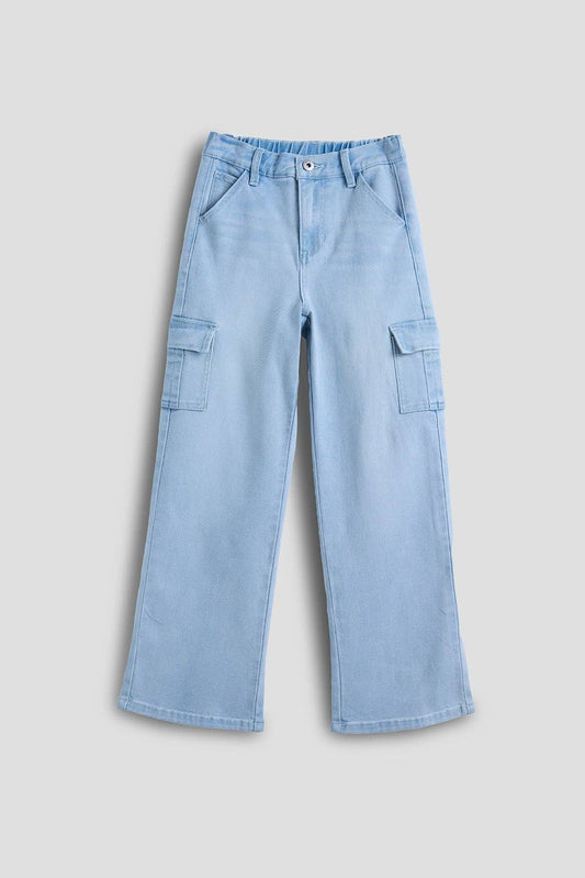 Girls Wide Leg Skater Cargo Jeans
