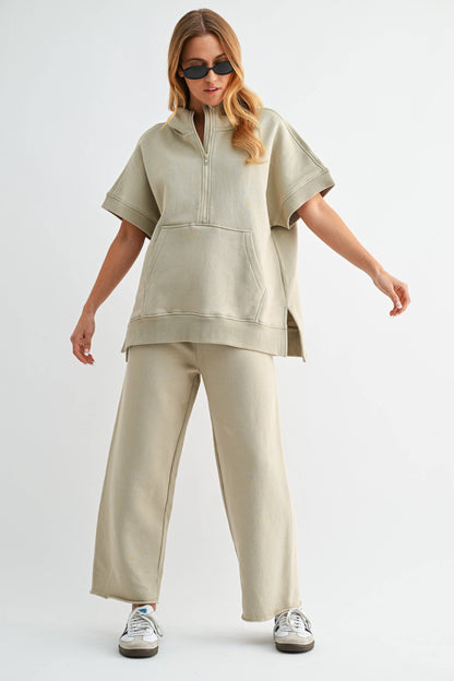 Wide-Leg Fleece Pants