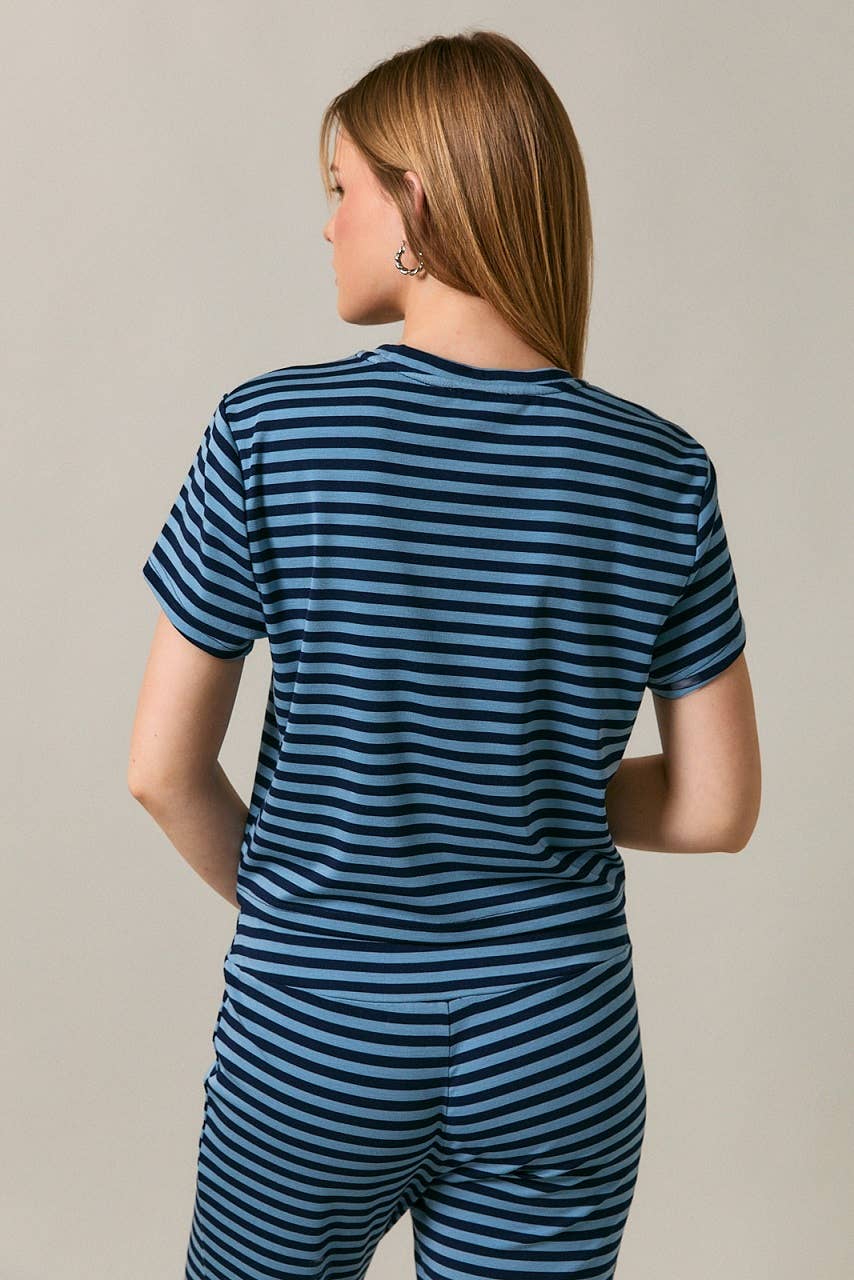 SHORT SLEEVE ROUND NECK STRIPED BABY TEE