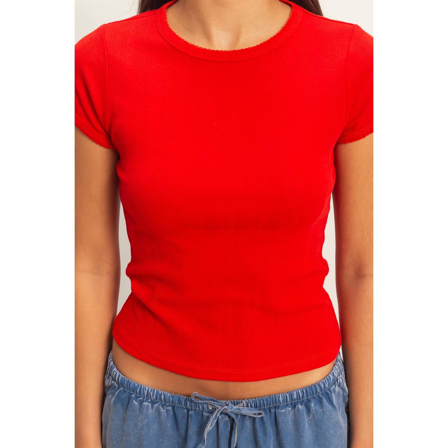 Pointelle Short Sleeve Top