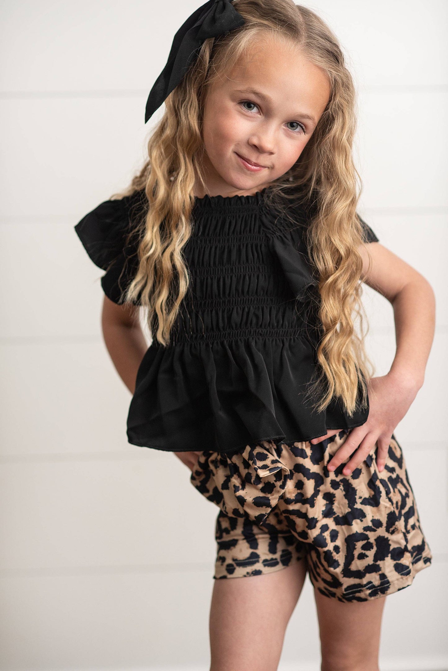 Girls Black & Leopard Set