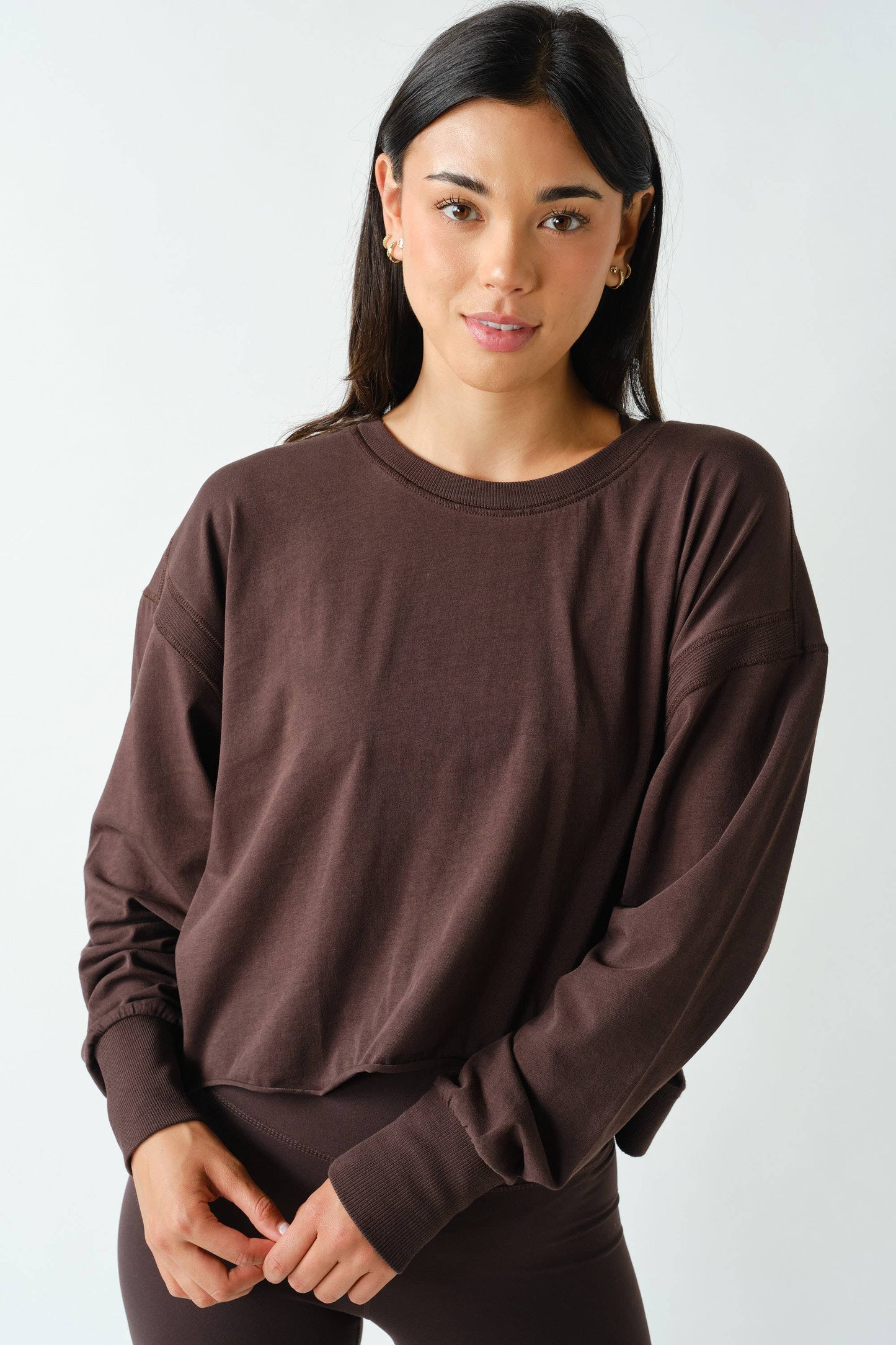 Crescent Pima Cotton Open Back Long Sleeve Tee