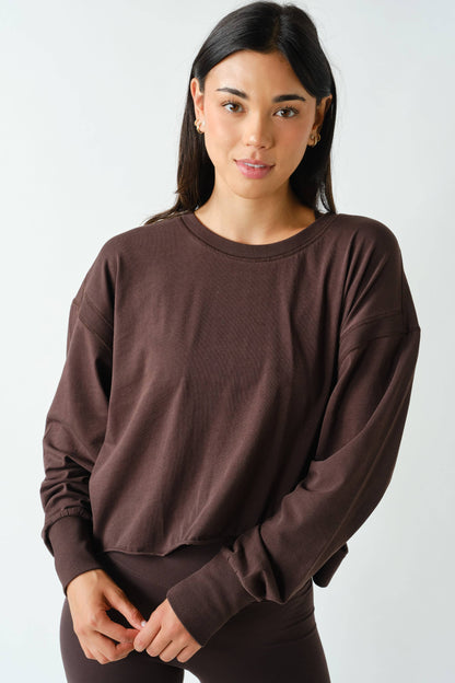 Crescent Pima Cotton Open Back Long Sleeve Tee