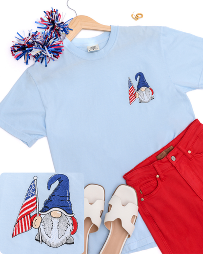 PREORDER: Embroidered American Gnome Tee