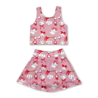 blue baseball girls clothing set